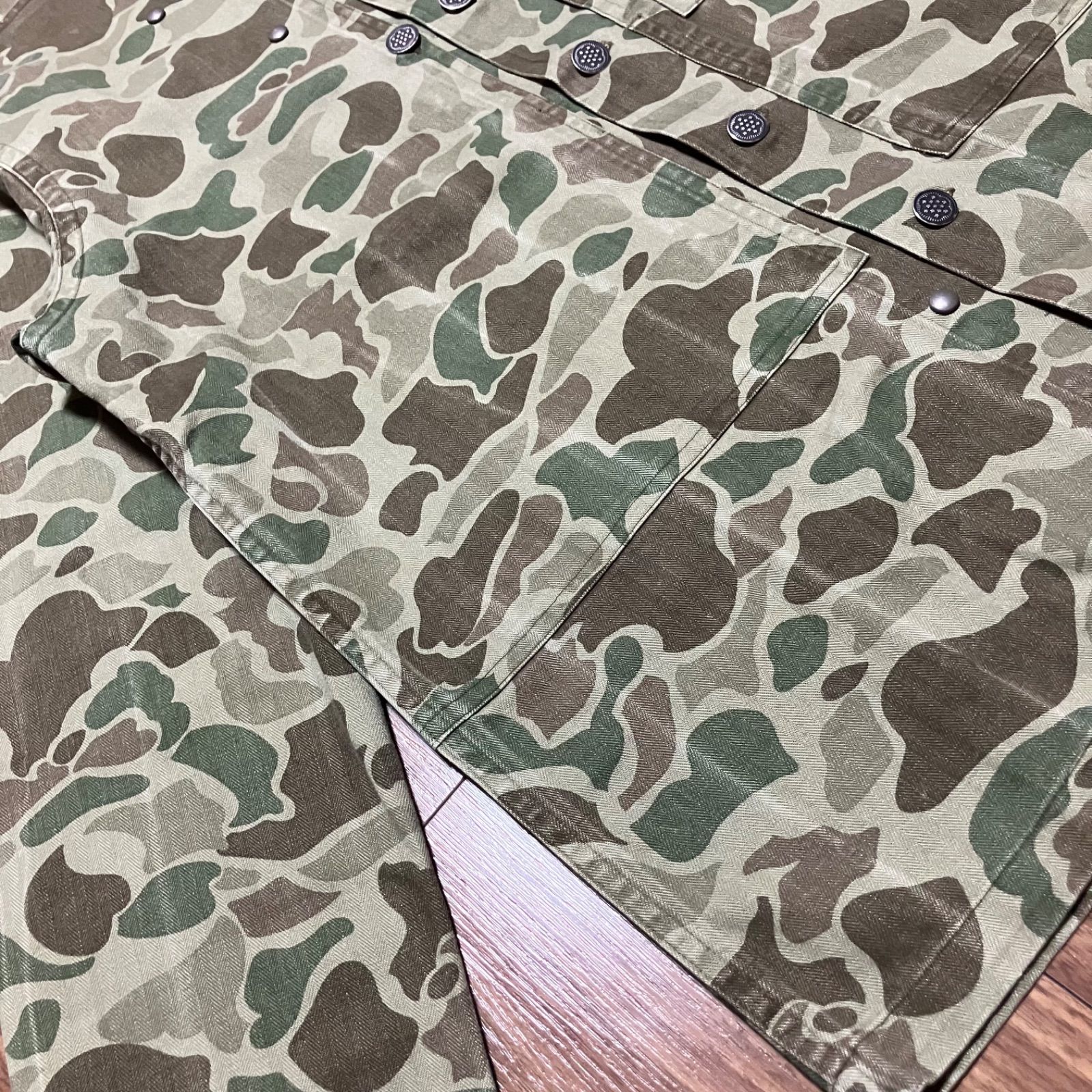 ラルフローレン USMC P-44 HBT ミリタリージャケット L 迷彩柄 古着 40年代 米軍実品 P-44 USMC ダックハンターカモ フロッグ