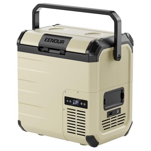 EENOUR 車載冷蔵庫 D18 18L -20℃?10℃ バッテリー内蔵 小型 両開きフタ コンプレッサー式 4WAY電源対応 AC100V DC12V|24V 電池 ポータブル冷蔵庫 コードレス冷蔵庫 急速冷凍 省エネ 静音 軽量 コ 2627682c