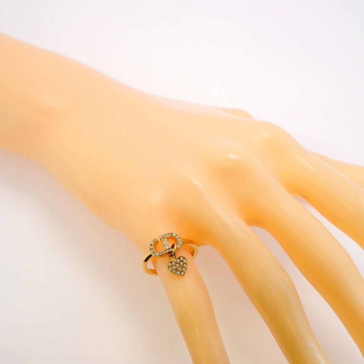 5jeb0278】クリスチャンディオール リング CDロゴ ハートモチーフ GP  