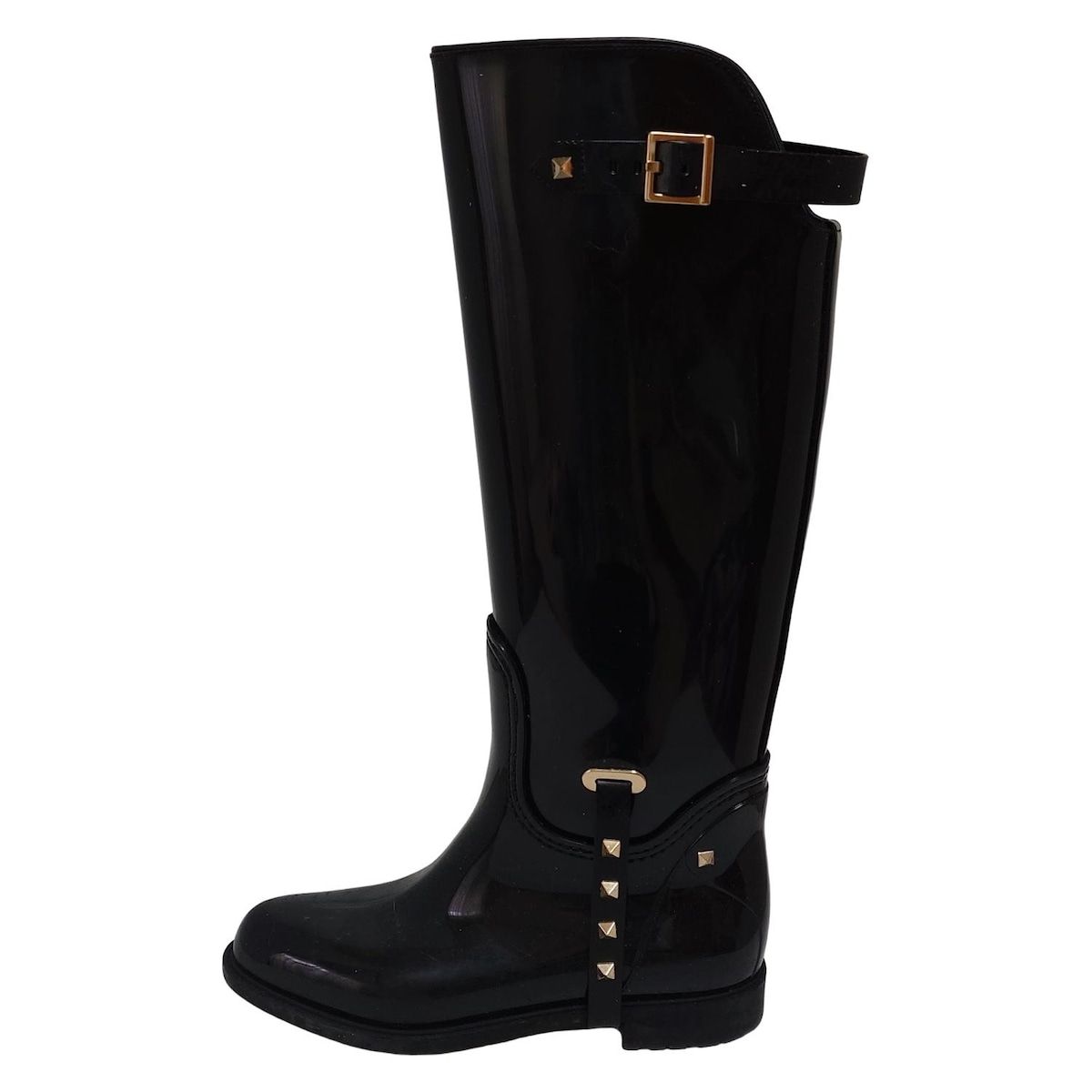 VALENTINOGARAVANI バレンチノガラバーニ レインブーツ 38 レディース - 黒 スタッズ