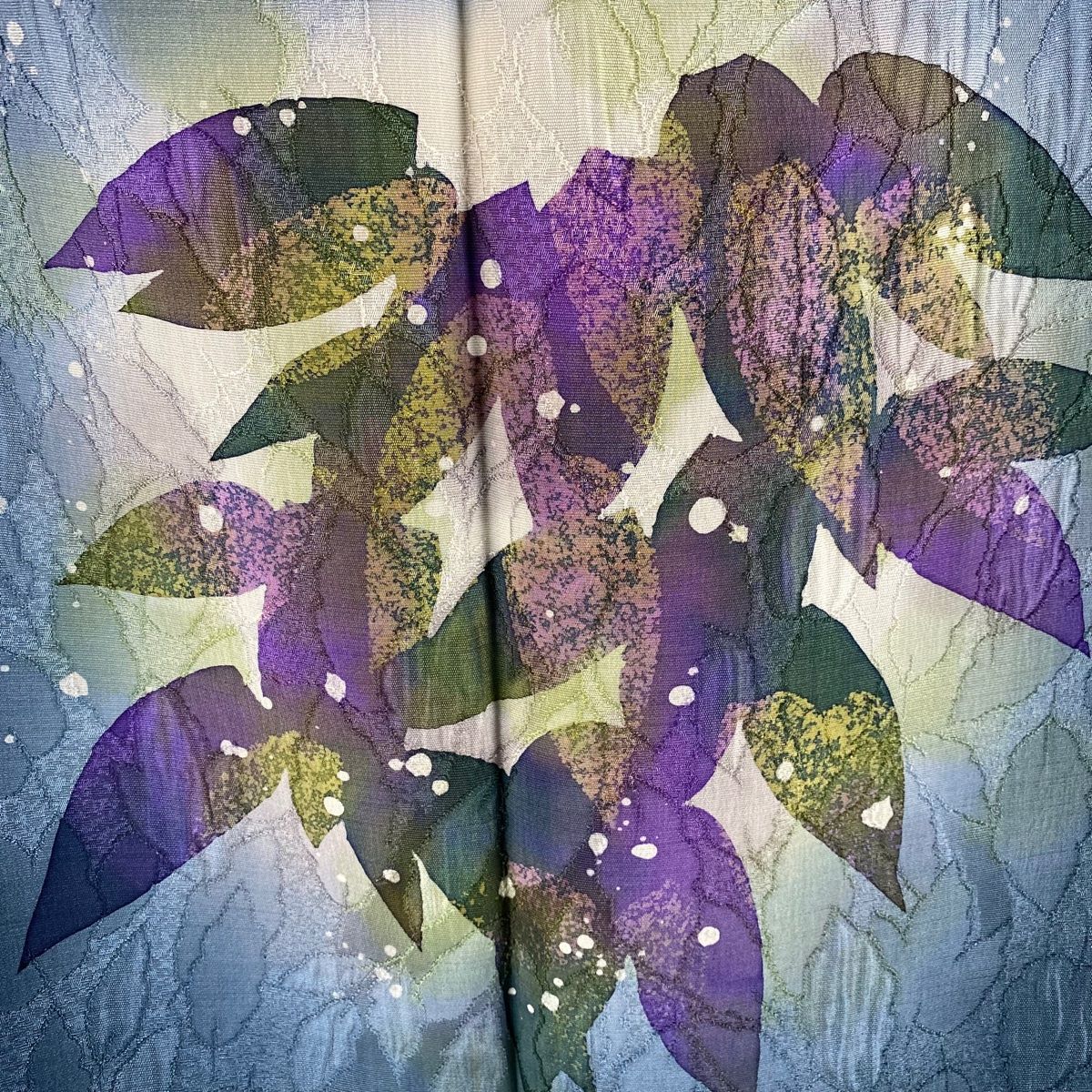 道行 身丈110cm 裄丈73cm L 三本賢 和装コート 千代田衿 笹 葉柄  