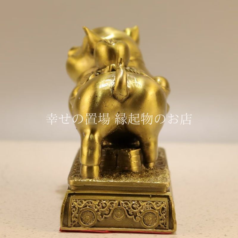 豚 福猪 風水置物 開運 金運アップ 玄関飾り 銅製 置物 オブジェ 風水 