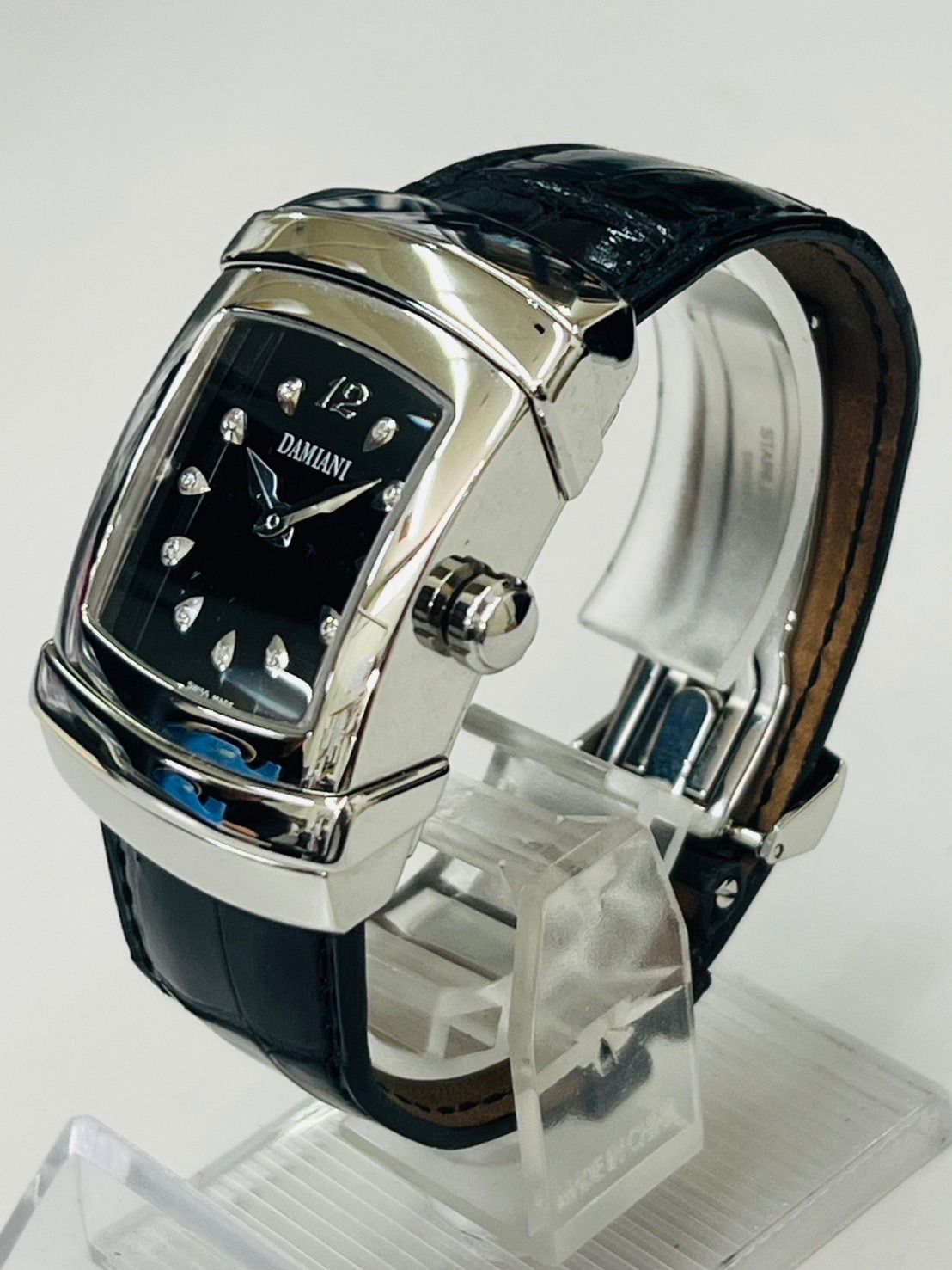 保証書付】DAMIANI ダミアーニ エゴ 11Pダイヤ付 ブラック文字盤 