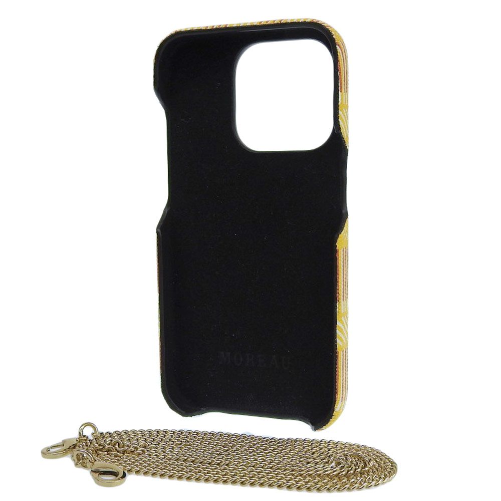超美品 モロー パリ MOREAU PARIS 現行販売商品 IPHONE CASE 15 ORIGAMI CHAIN レザー スマートフォンケース ホルダ PROサイズ レディース 定価93500円 スマートフォン・携帯電話 超美品 モロー パリ MOREAU PARIS 現行販売