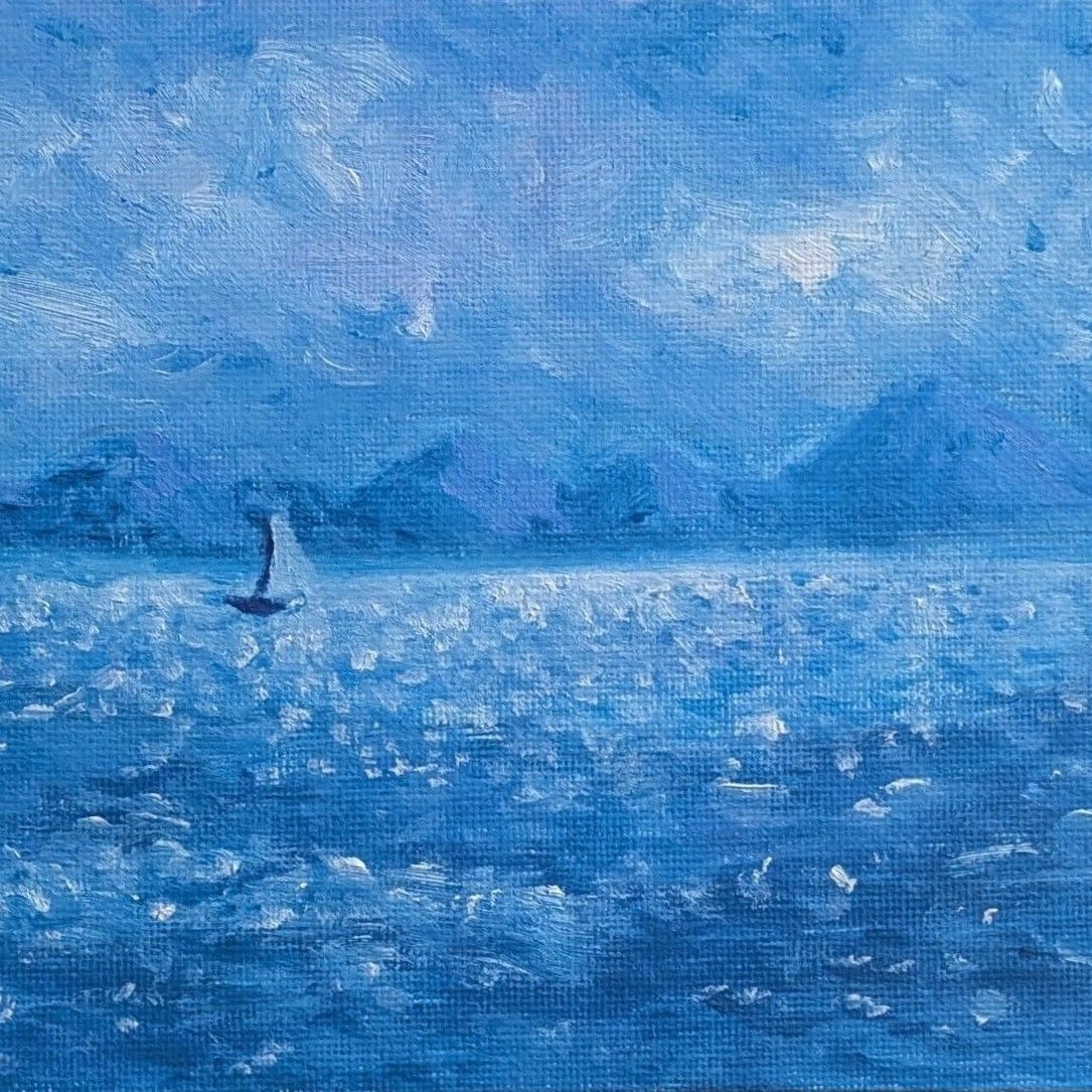 本城あゆみ 油絵・原画「静かな海にゆらめく夢」F0号 - メルカリ