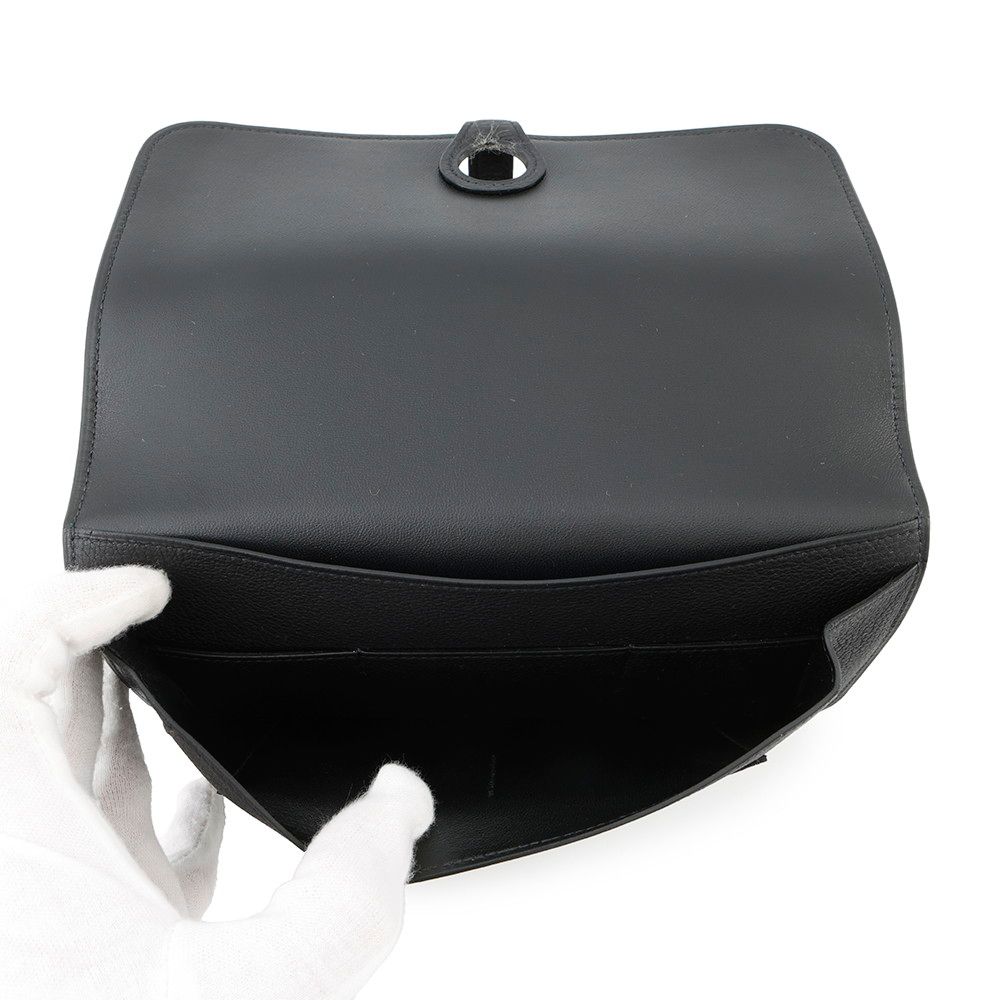 エルメス 長財布 ドゴンロング GM ブラック/シルバー金具 エバー