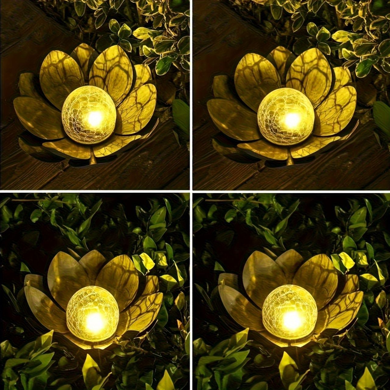 オブジェ 太陽光 充電式メタルロータス フラワーパスライト LED セミ