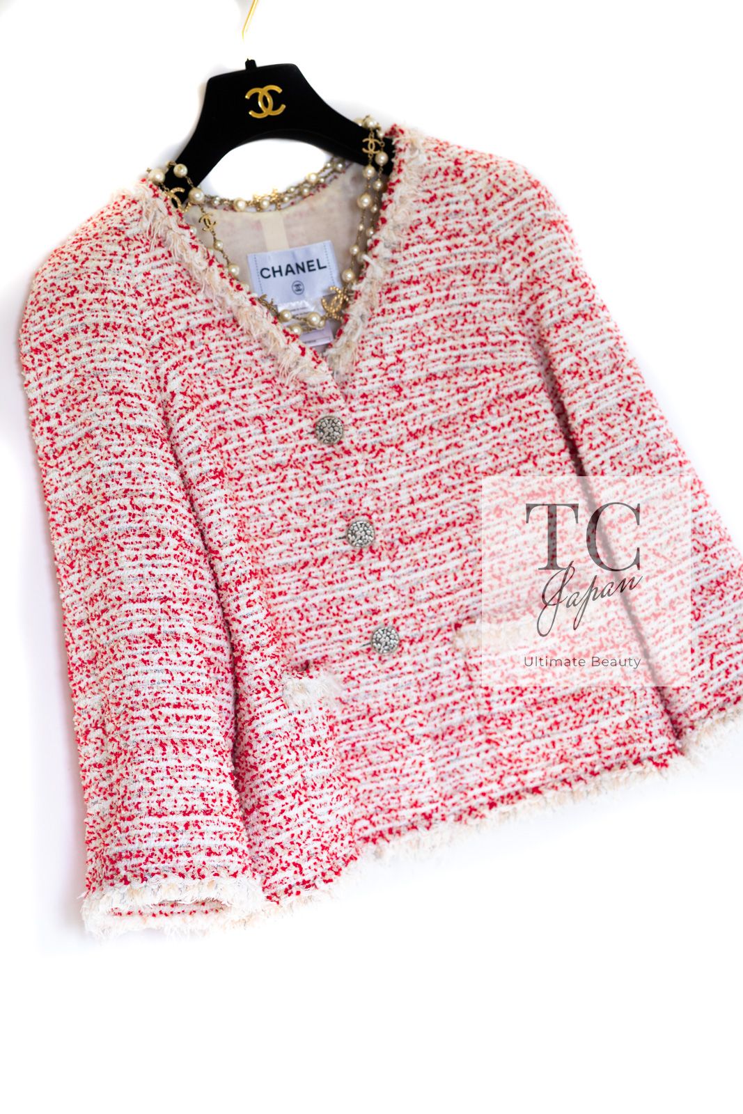 68万 シャネル ジャケット CHANEL レッド ホワイト フリンジ 68万 シャネル ジャケット CHANEL レッド ホワイト フリンジ