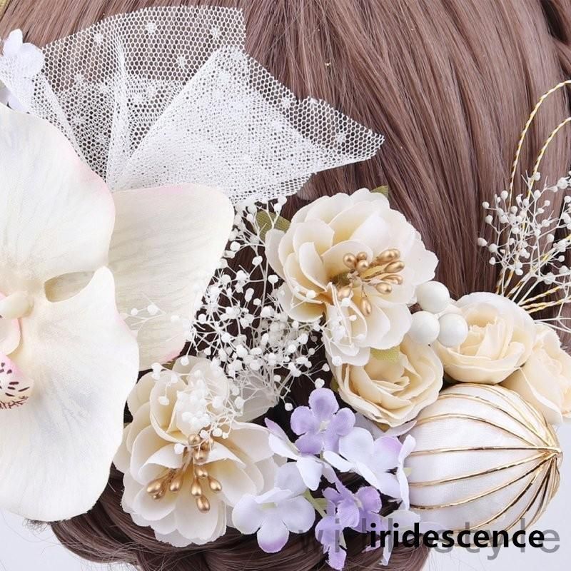 18点セット 髪飾り ヘア 造花 胡蝶蘭 和装小物 ヘッドドレス 成人式 卒業式 ヘアアレンジ 結婚式 着物 浴衣 ピンク パープル aZq8741