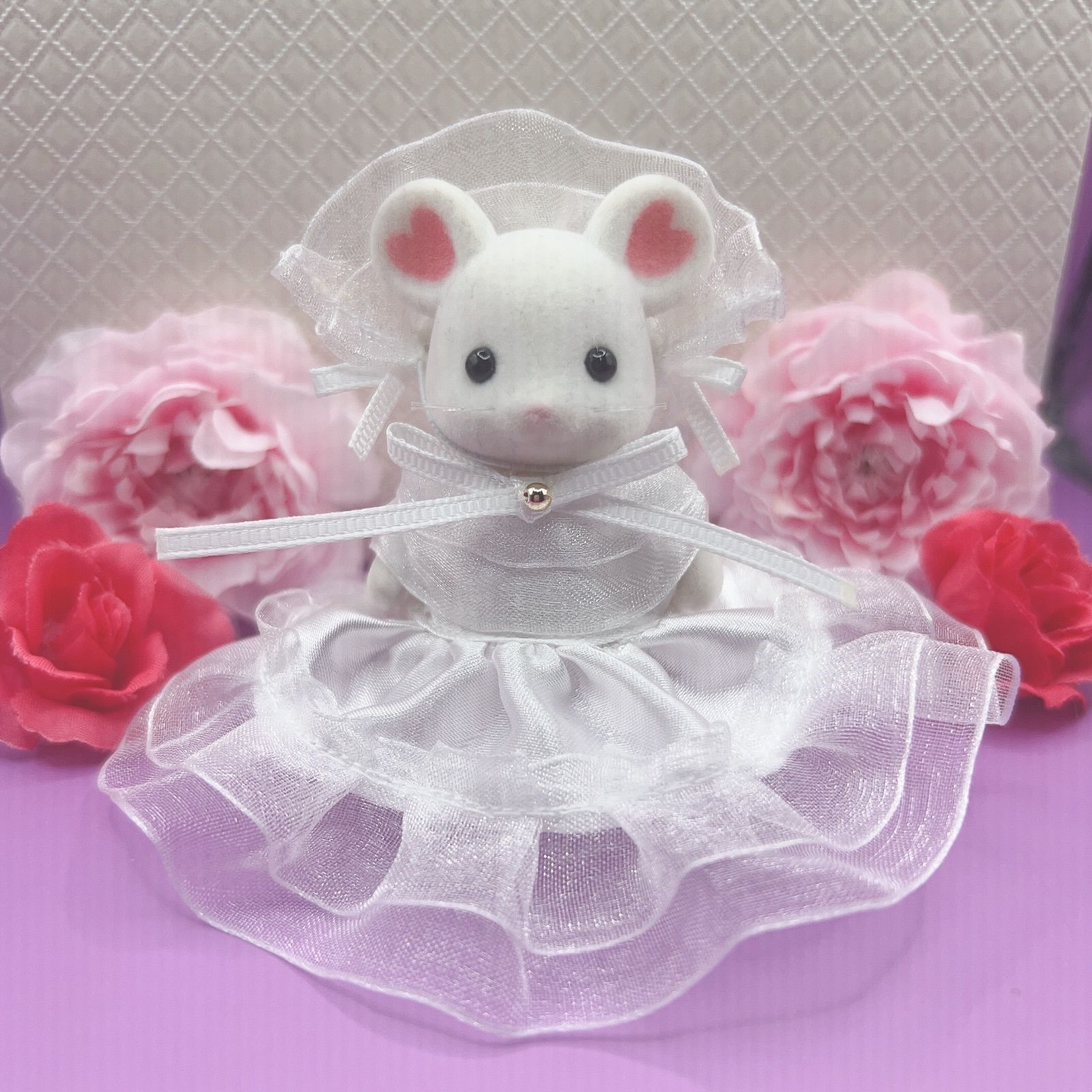 シルバニアファミリー 女の子 ウエイトレス チェック デニム