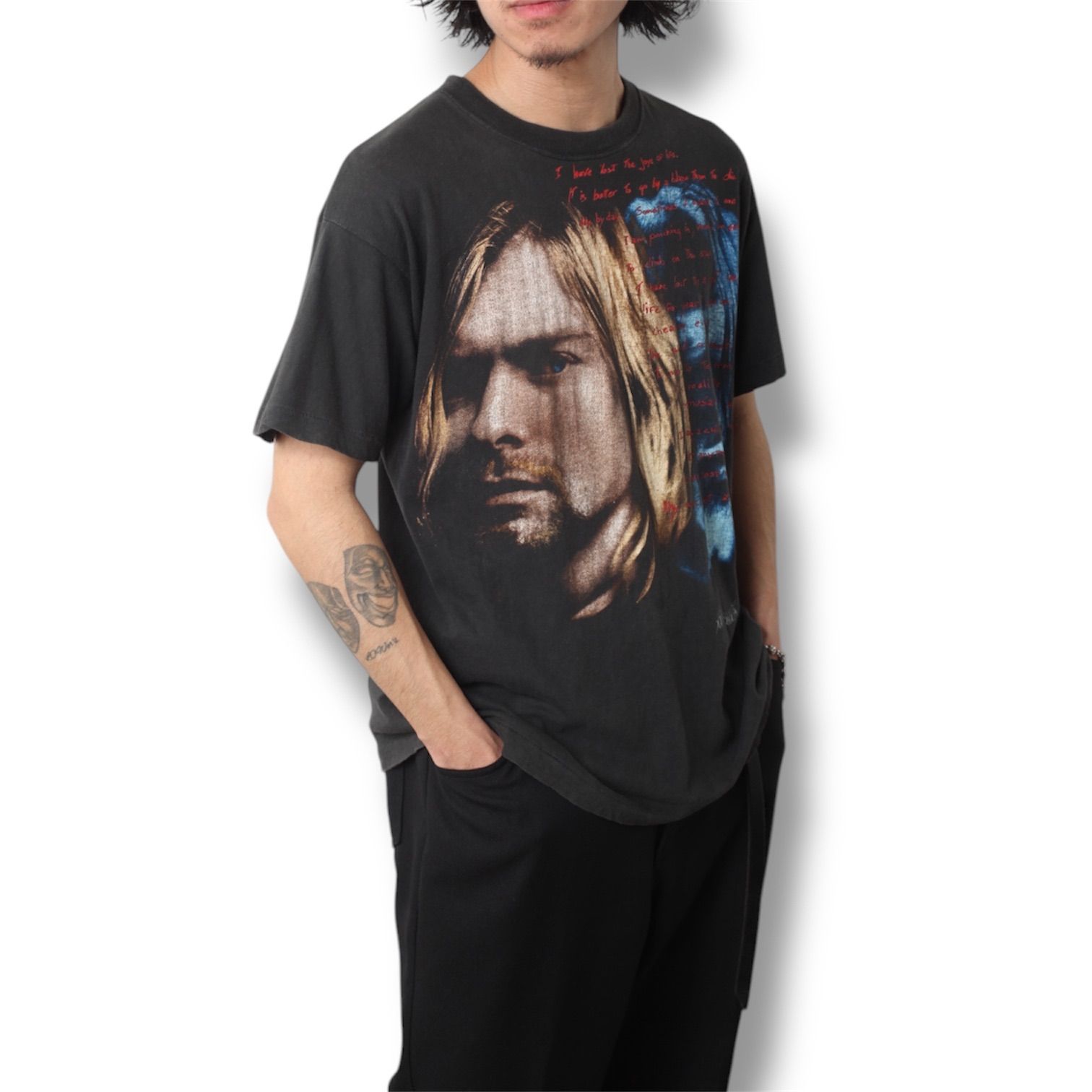 90s Kurt Cobain EMPIRE Memorial 両面 プリント Tシャツ ブラック L 