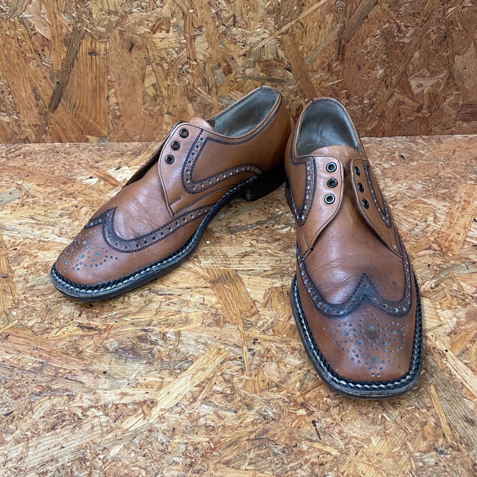 ECHT LEDER ウイングチップ 7 1/2 ドイツ 本革 レザーシューズ