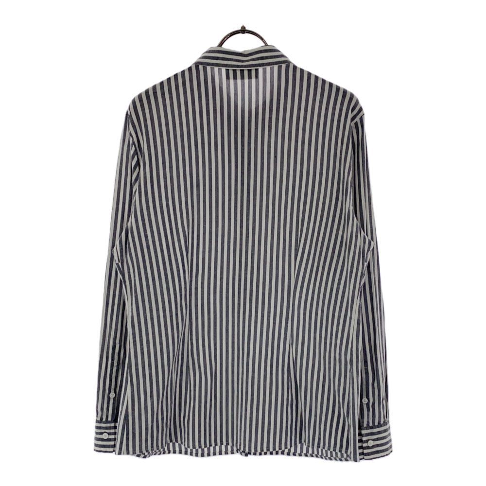 ほぼ未使用✨　ラコステ　長袖シャツ　ストライプ　グレー　綺麗め　ストレッチ ラコステ　ストライプシャツ　ユニセックス　古着好き　刺繍ロゴ　M 長袖シャツ