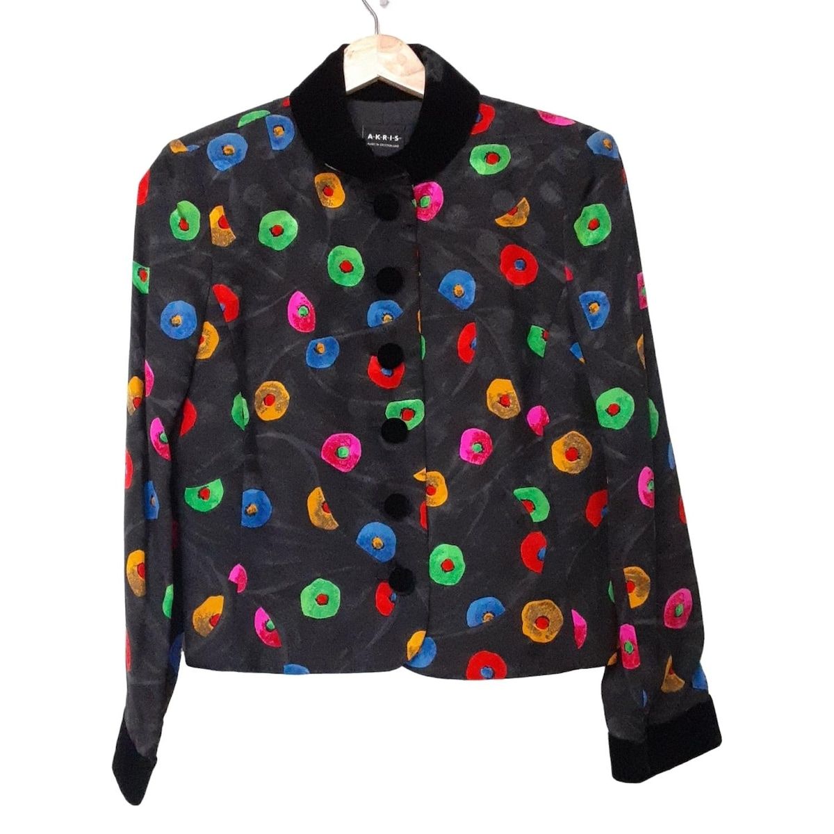 AKRIS(アクリス) ジャケット サイズF 38 レディース美品 - 黒×グリーン