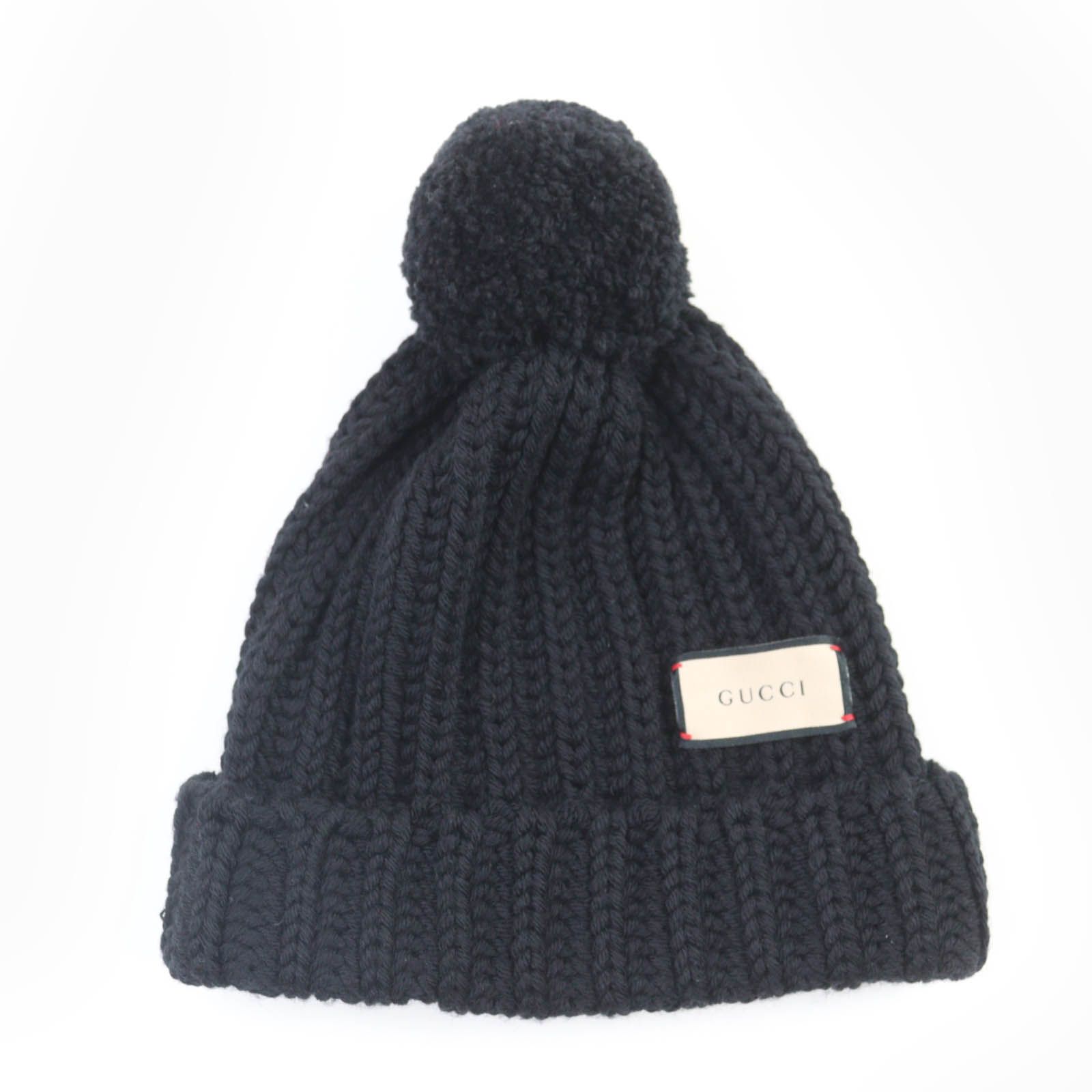 未使用品☆GUCCI グッチ 652656 ウール100％ ロゴ 梵天付き