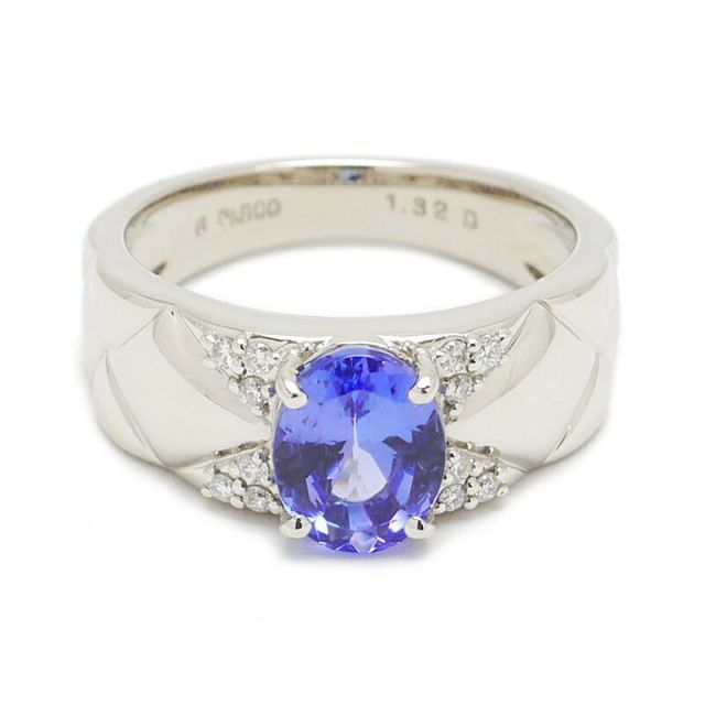 ミルフローラ Milluflora タンザナイトダイヤモンドリング #11 約11号 Pt900・ゾイサイト1.32ct プラチナ 美品  ソーティング付 - メルカリ