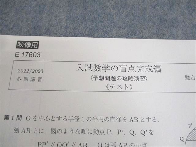 駿台 入試数学の盲点完成編〈予想問題の攻略演習〉 テキスト