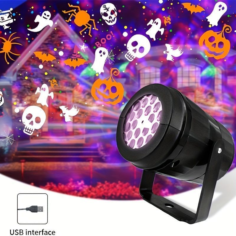 プロジェクターライト ハロウィンプロジェクターライト 屋外|屋内用 ハロウィン クリスマスデコレーション用 防水 LED ライトプロジェクター ハロウィンパーティー用 ホリデープロジェクター 16種類の鮮やかなパターン 商業街のステージ照明 36V以下の電圧