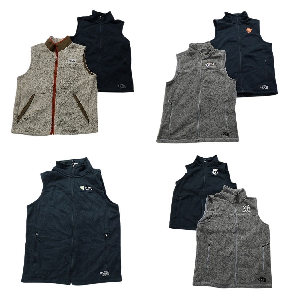 古着卸 まとめ売り ノースフェイス フリース ベスト 7枚セット メンズ L |XL |2XL 企業ロゴ 刺 フルジップ 古着 NC2645