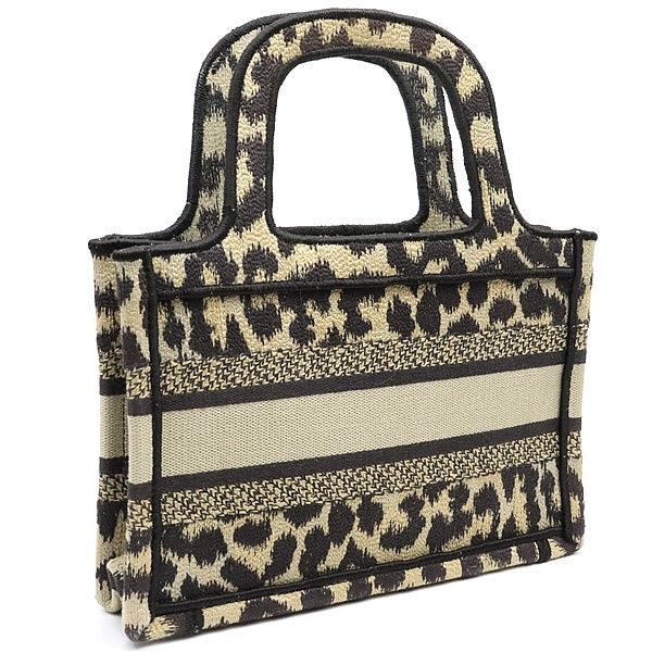 広尾店 ディオール Dior ブックトートミニ ハンドバッグ レオパード 17352