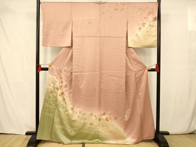 平和屋着物□訪問着 枝花片輪車文 暈し染め 金彩 正絹 逸品