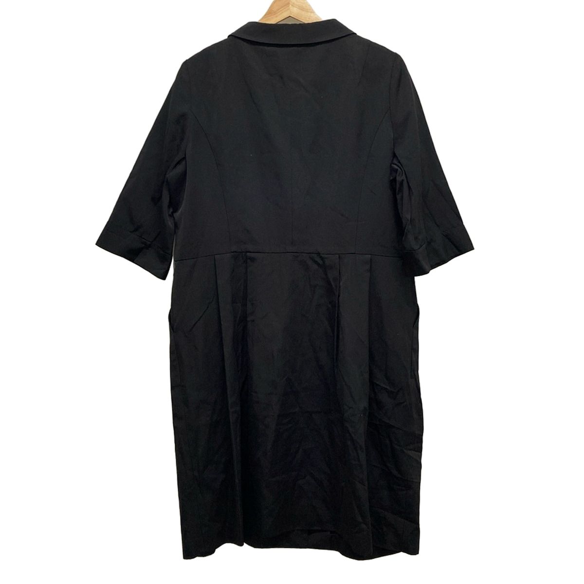 ＜美品＞レリアン　七分袖ワンピース　 １３＋　サイズ Leilian(レリアン) ワンピース サイズ13+ S レディース - 黒 七