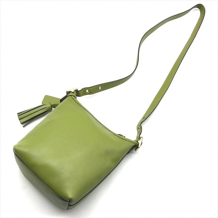 良品 COACH コーチ フリンジ タッセル レザー ショルダー バッグ  