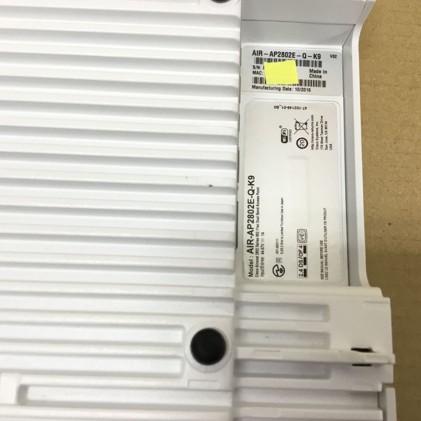 Cisco/シスコ アクセスポイント AIR-AP2802E-Q-K9 外部アンテナ