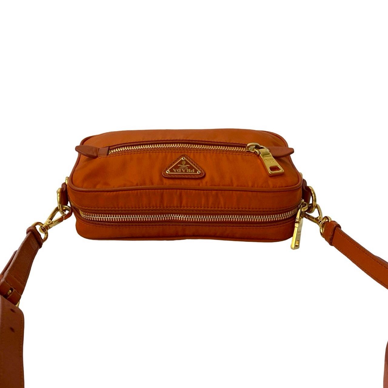 極 美品 PRADA プラダ 三角ロゴ 金具 ナイロン サフィアーノ