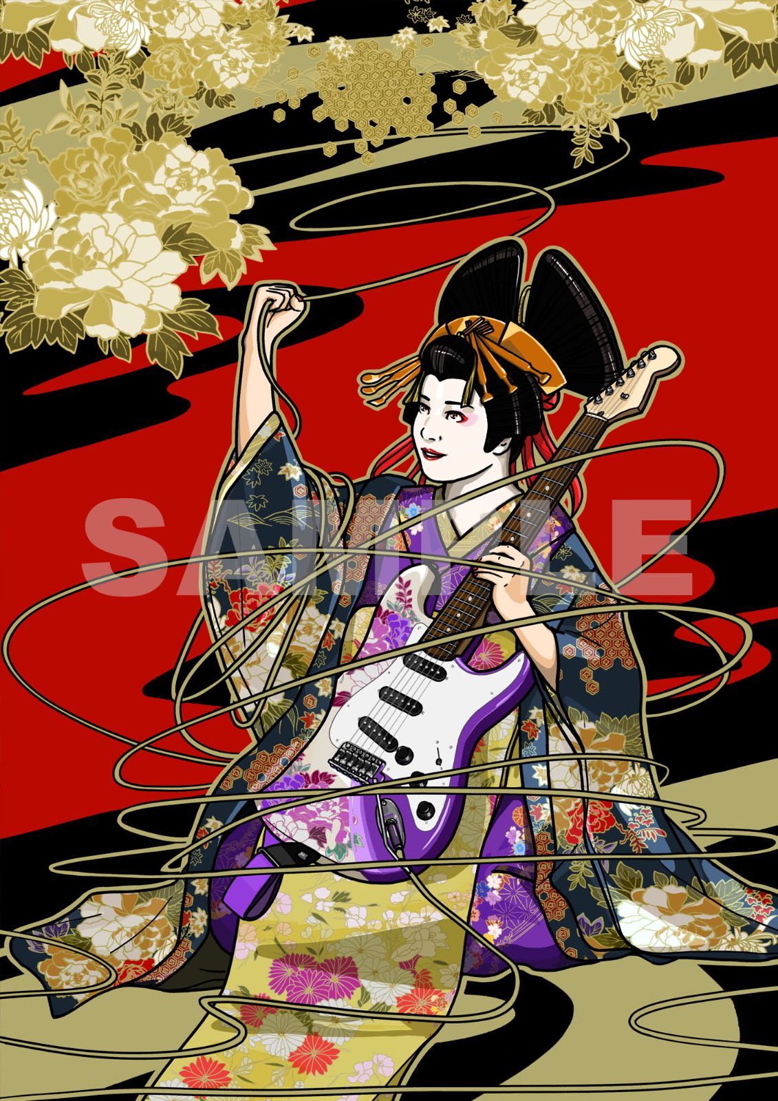 黄金華 Golden 小売業者 Flower | ニコライ スズキ デジタルアート作品