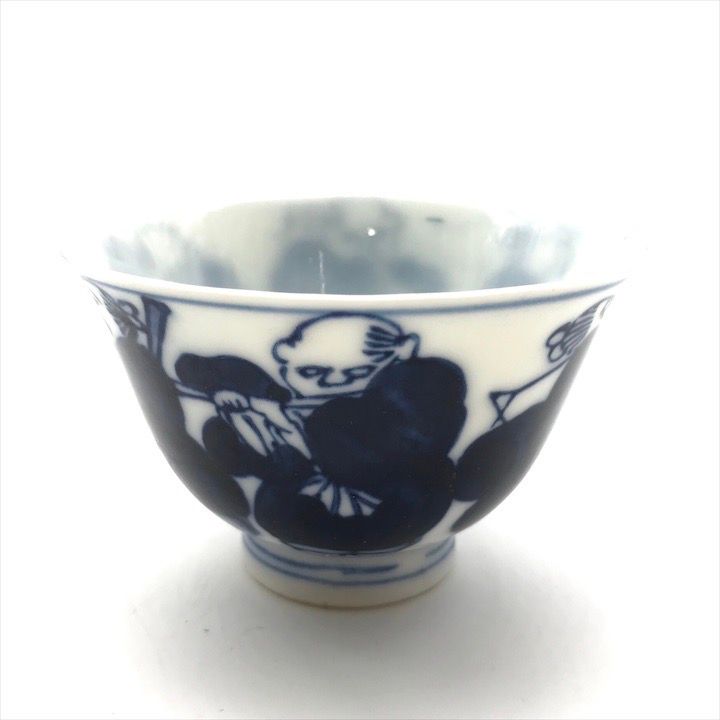 良品 中国骨董 成化年製 染付 八仙人 向付 煎茶道具 茶席 湯呑