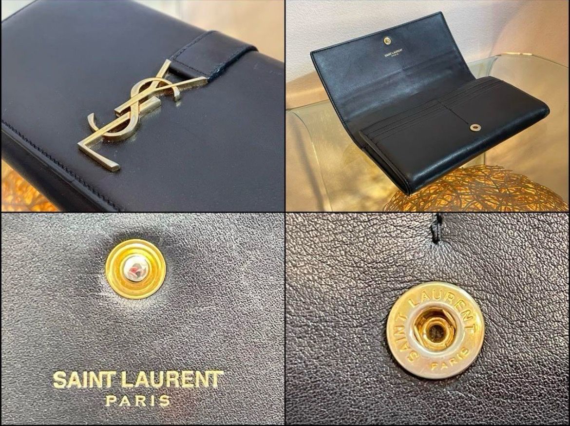 ☆Y81 綺麗！イヴ・サンローラン 長財布 ロゴ ブラック ユニ