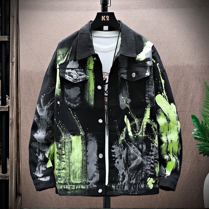 新品 デニムジャケット メンズ 個性 プリント 花柄 Gジャン ジージャン ブルゾン スタイリッシュ ス.カジャン M~3XL