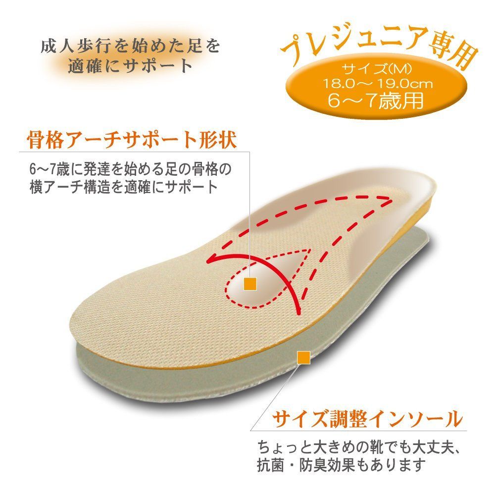 18 19cm M プレジュニア 6 7歳用 ベージュ キッズインソール Shoesfit.com シューズフィットドットコム