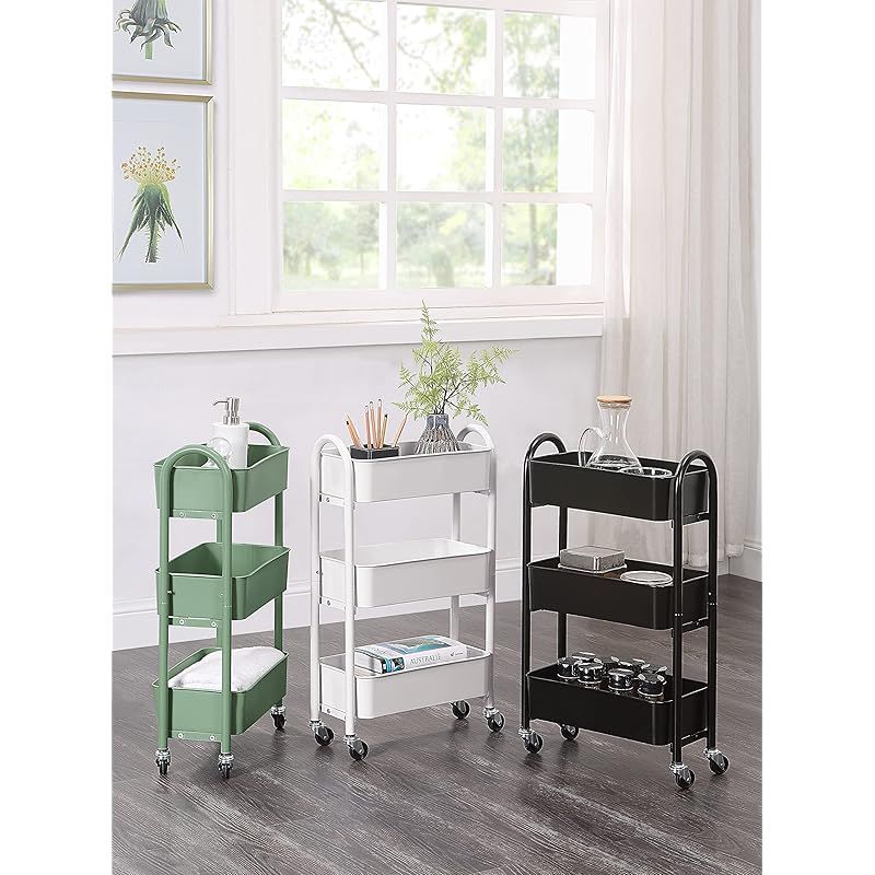 YAMAZEN ホワイト ストレージラック 2段 キャスター付き 天板木製 山善