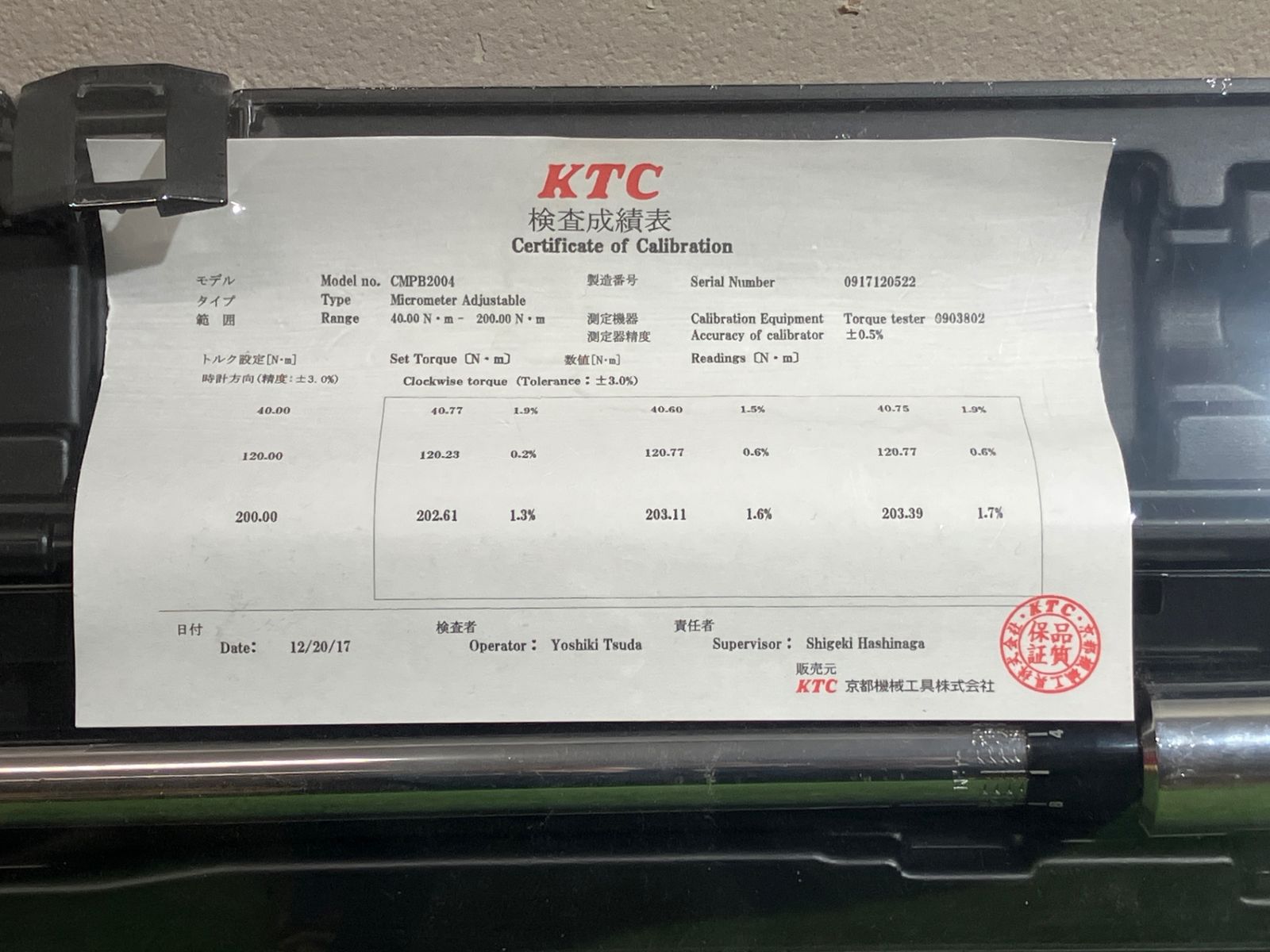 ケース留め具無し KTC 1 2 12.7sqプレセット型トルクレンチ 40-200N m CMPB2004 アクトツール富山店 BR