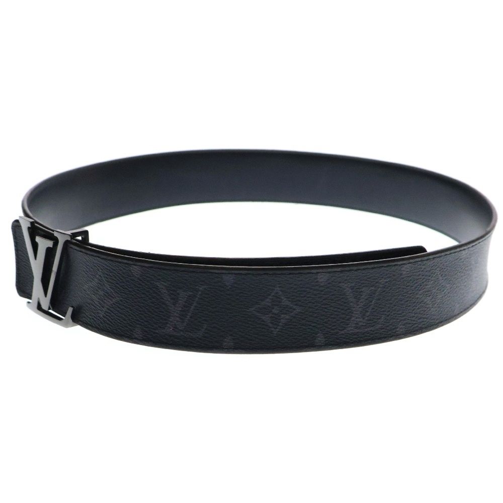LOUIS VUITTON ルイヴィトン モノグラム エクリプス サンチュール ベルト LVイニシャル 85|34 ブラック×レザー シルバー金具 M9043