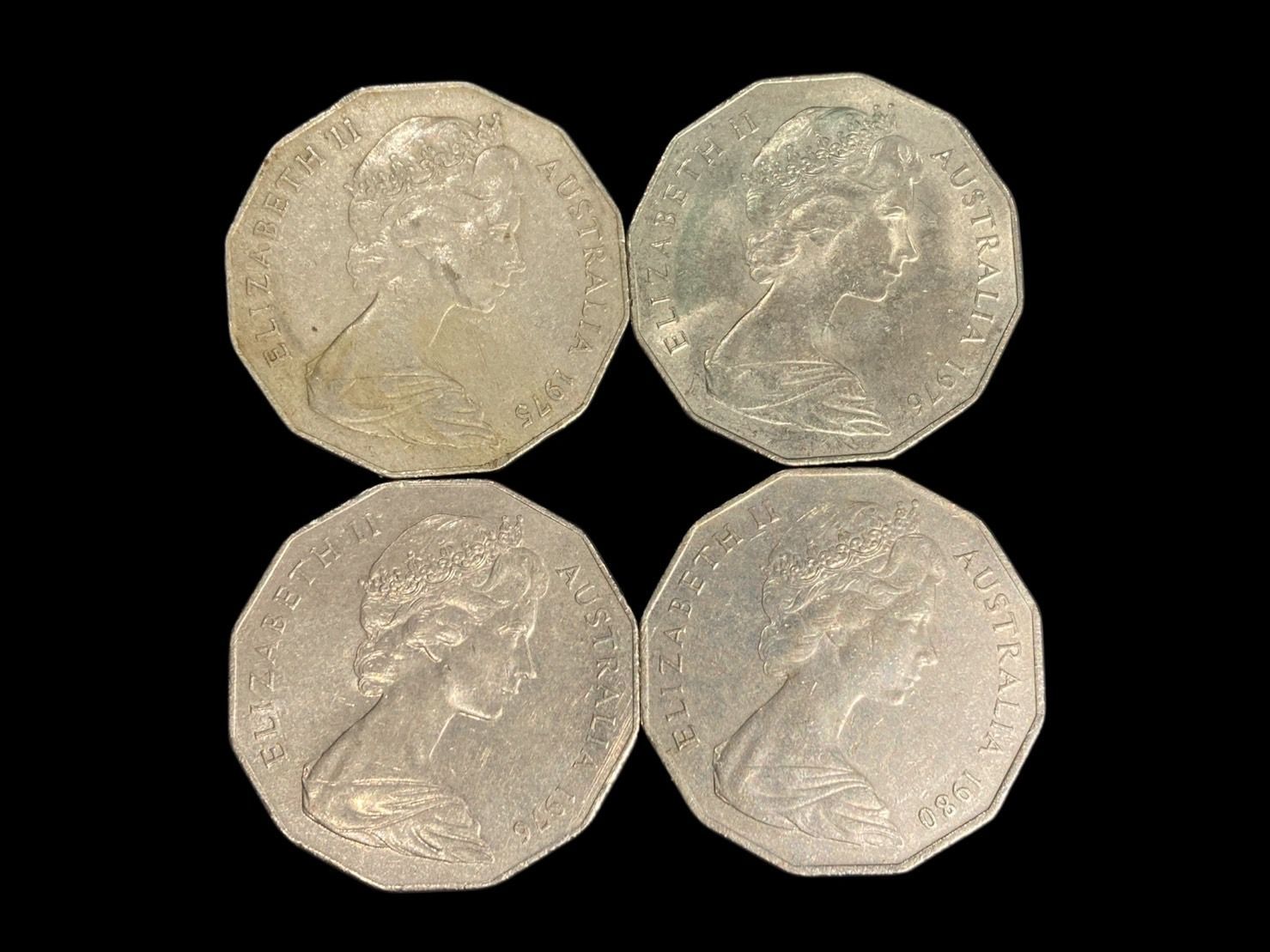 オーストラリア 50セント 硬貨 エリザベス2世 1975 1976 1980 4