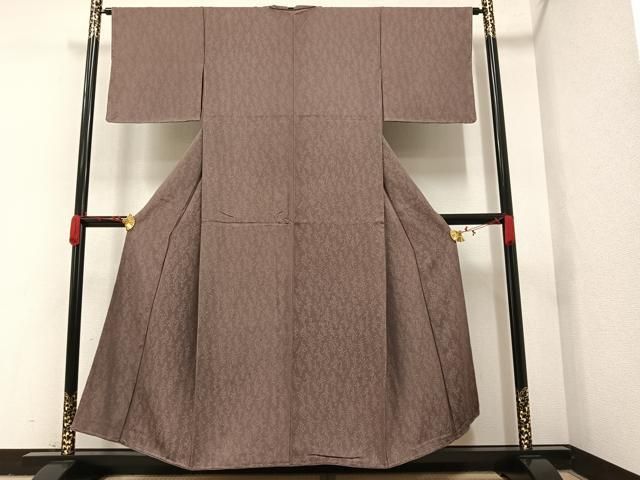 平和屋着物○男性 紬 アンサンブル 色無地 老竹色 キングサイズ 正絹 逸品