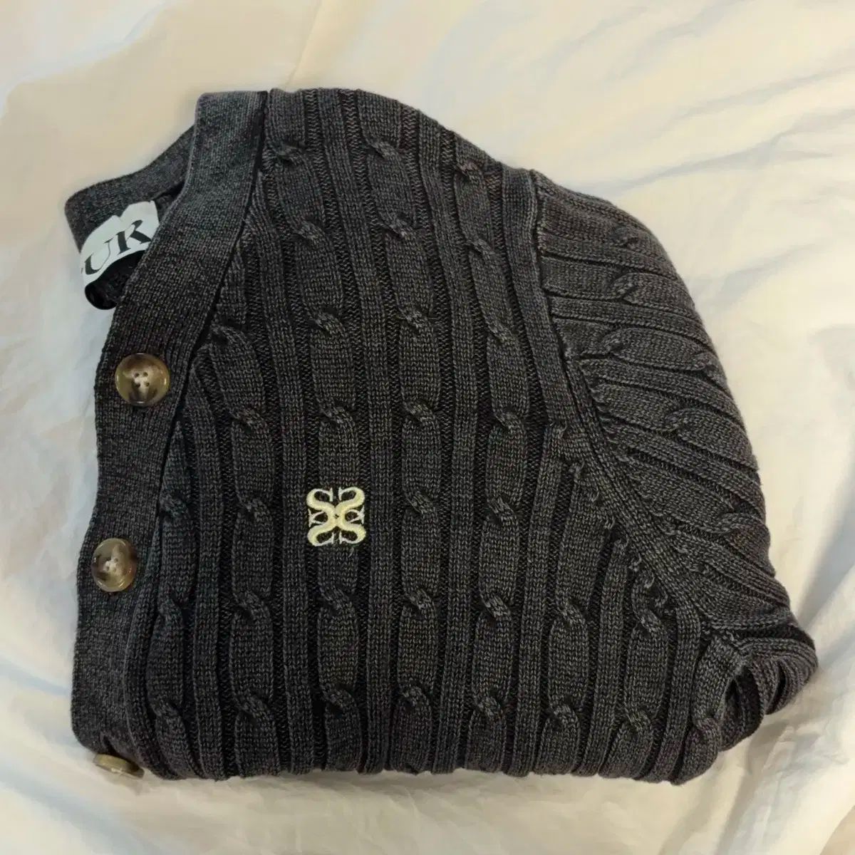 SATUR セッター ファロ オーバー サイズ ケーブル カーディガン 黒 WS