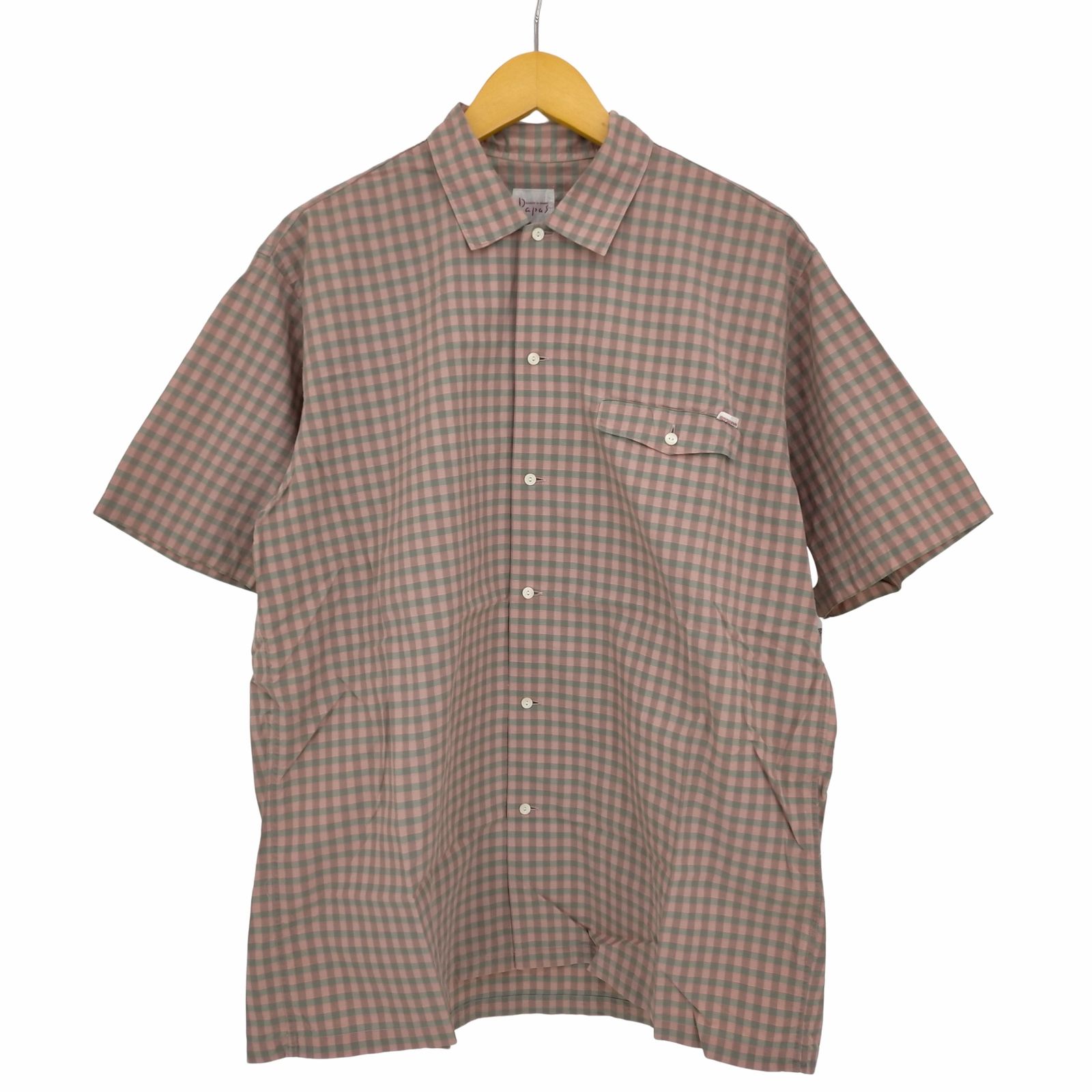 パパス papas コットン チェック 半袖シャツ メンズ import：M 