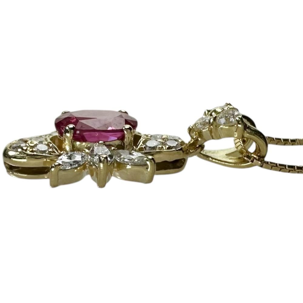 ピンクサファイア 0.80ct ダイヤモンド 0.40ct ネックレス K18ゴールド 