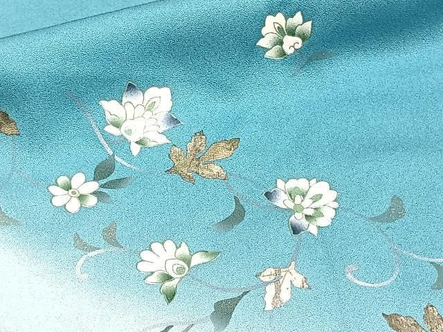 平和屋着物○訪問着 駒刺繍 更紗花文 暈し染め 金銀彩