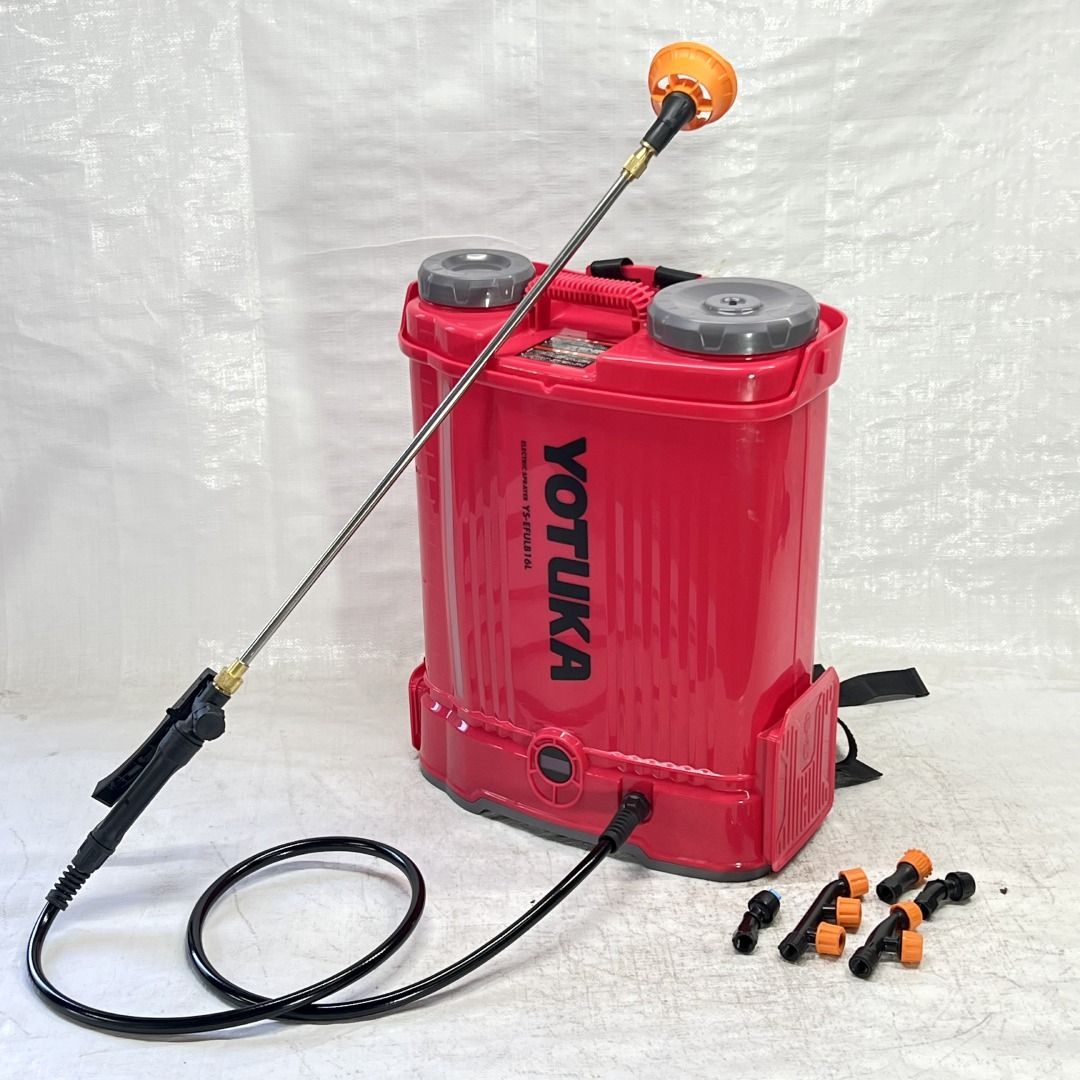 品 電動噴霧器 背負い式 16L バッテリー式 ノズル6種付 かき混ぜ機能付き レッド YS-EFULB16L 638
