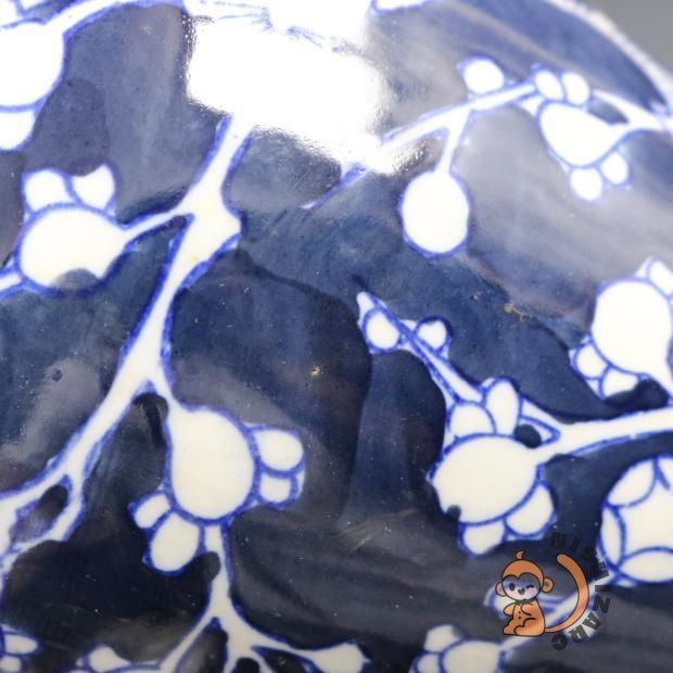 明青藍地氷梅紋将軍壺 景徳鎮 陶磁器 装飾品 現代工芸品 美術品 置物 明青藍地氷梅紋将軍壺 景徳鎮 陶磁器 装飾品 現代工芸品 美術品