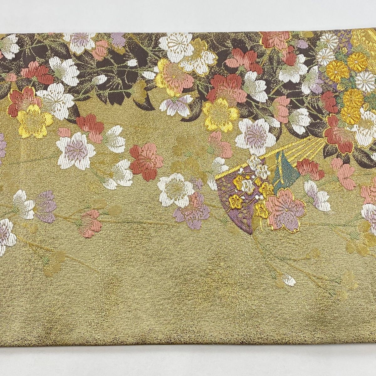 袋帯 秀品 扇 桜 金銀糸 箔 金色 六通 正絹 【中古】 - メルカリ