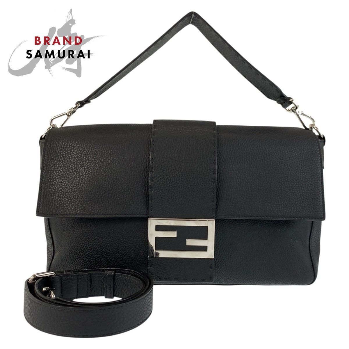 FENDI フェンディ セレリア マンマバケット ブラック 黒 シルバー金具 レザー ショルダーバッグ ハンドバッグ 2way メンズ 502689