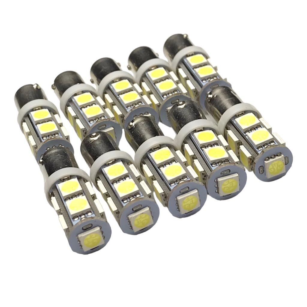 【数量限定】12/24V選択 LED BA9S 9連 10個セット ホワイト レッド ブルー オレンジ グリーン ピンク (24V用ホワイト)