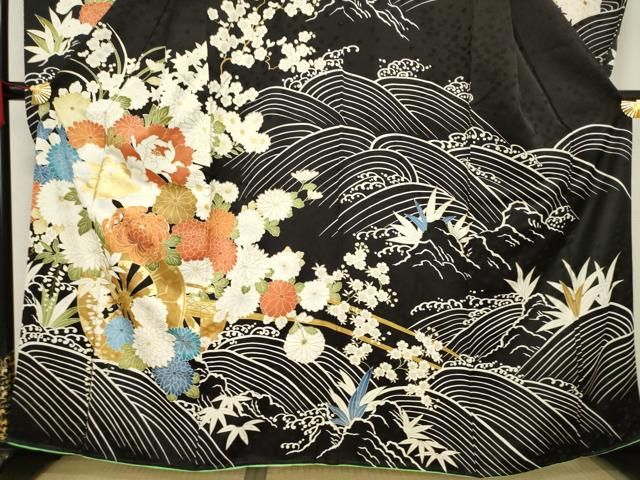 平和屋着物○豪華振袖 駒刺繍 立波扇面花文 金彩 正絹 逸品 DAAV6520ps