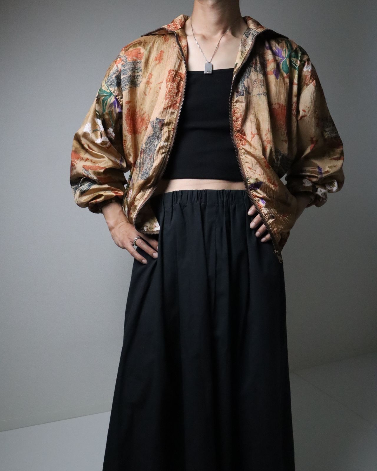 和柄 atomic art stand collar zip-up bloson アトミック柄 アート スタンドカラー ジップアップ ブルゾン ジャケット 80s 90s